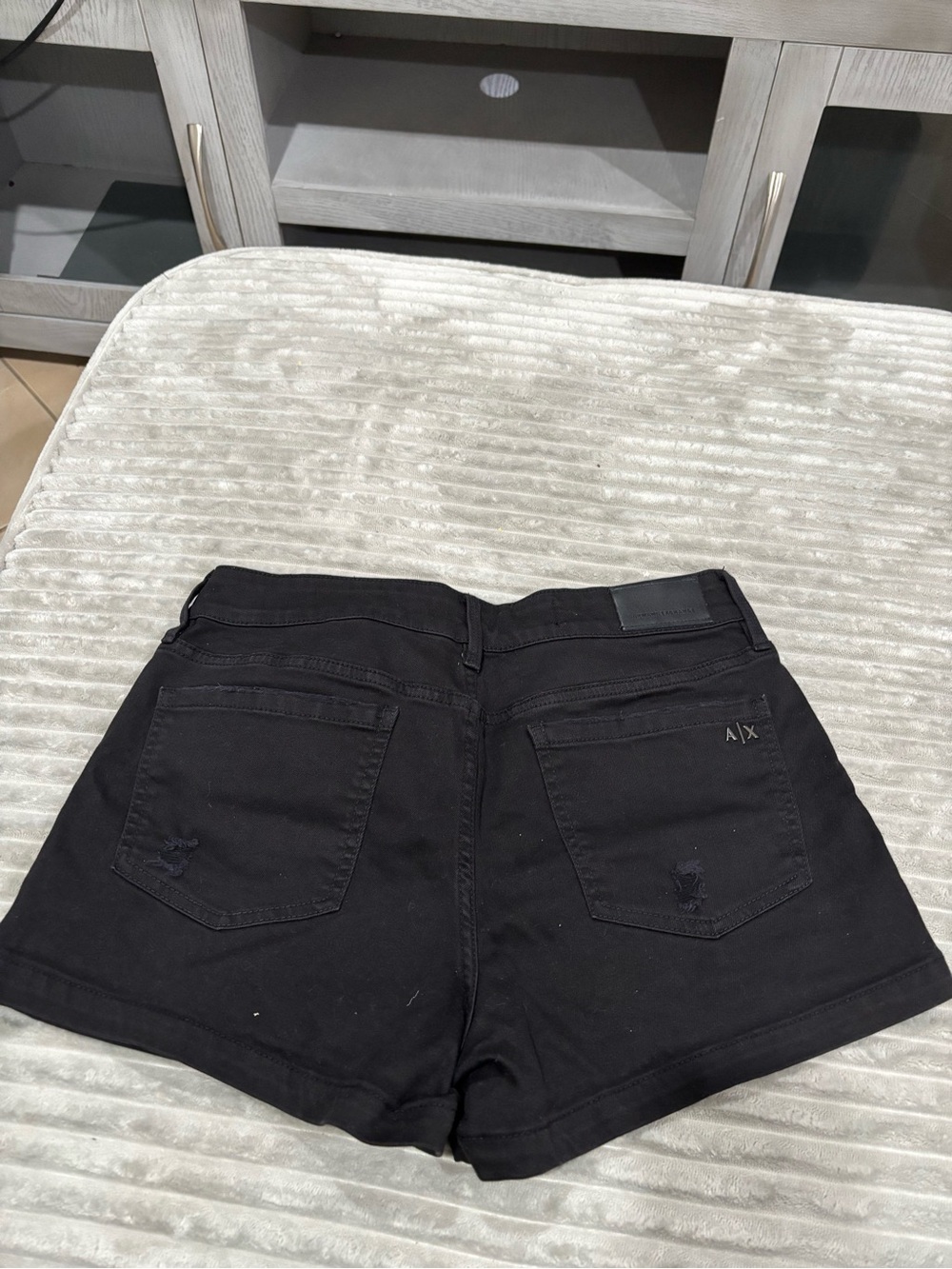 Armani Exchange Black Distressed High-Rise Jean Shorts - Picture 7 of 11